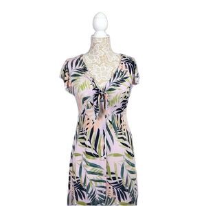 ✨ Palm Leaf Print Button Up Tie Front Dress✨